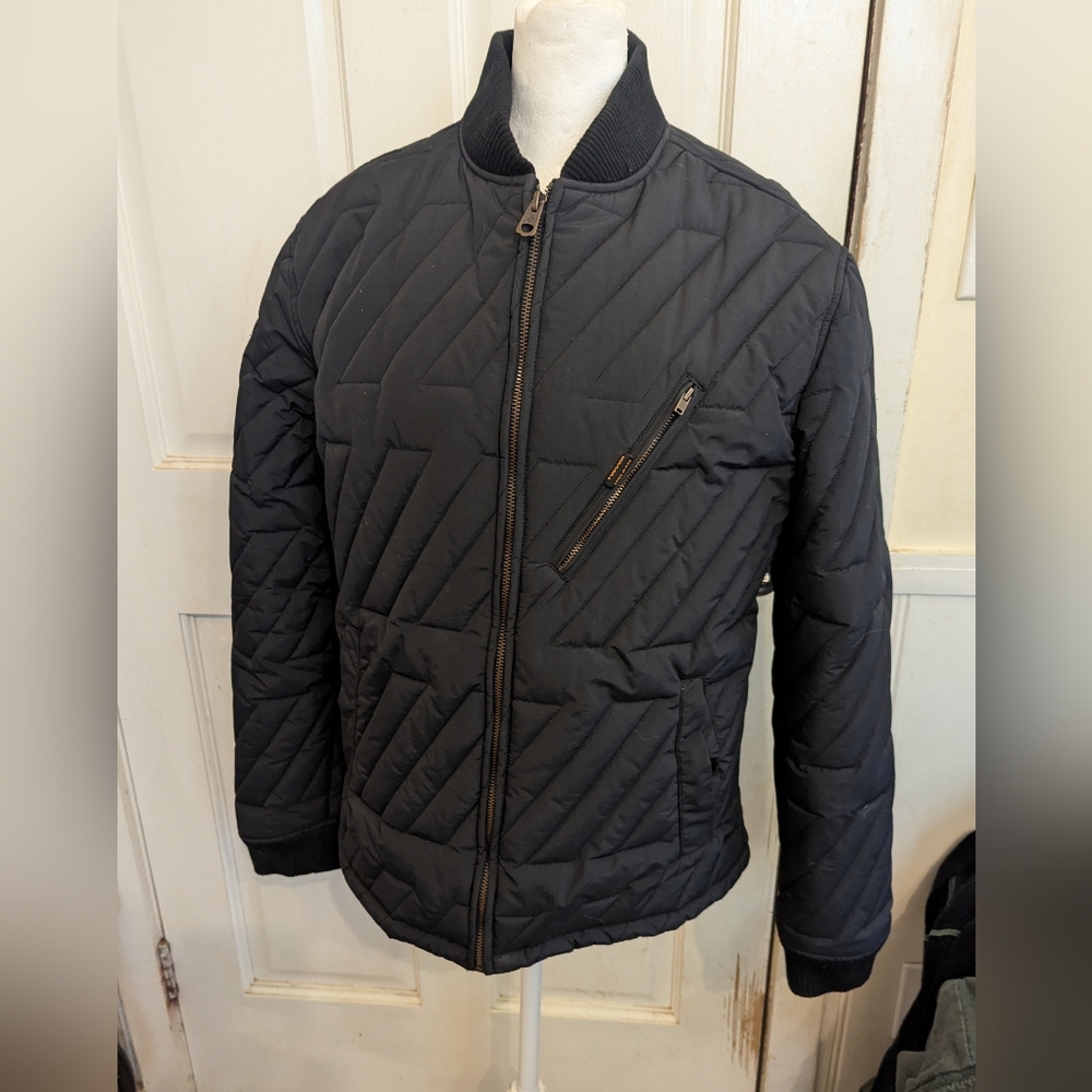 Vintage 90s Volcom Quilted Puffer Jacket - Black Diagonal Stitch - Size S